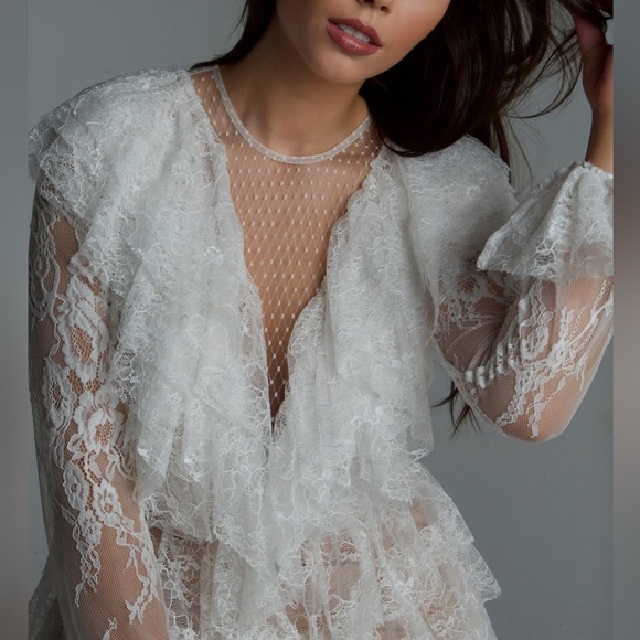 FREE PEOPLE x BRONX & BANCO Rebecca Blanc Mini Dress | size 6 / medium - Picture 3 of 6